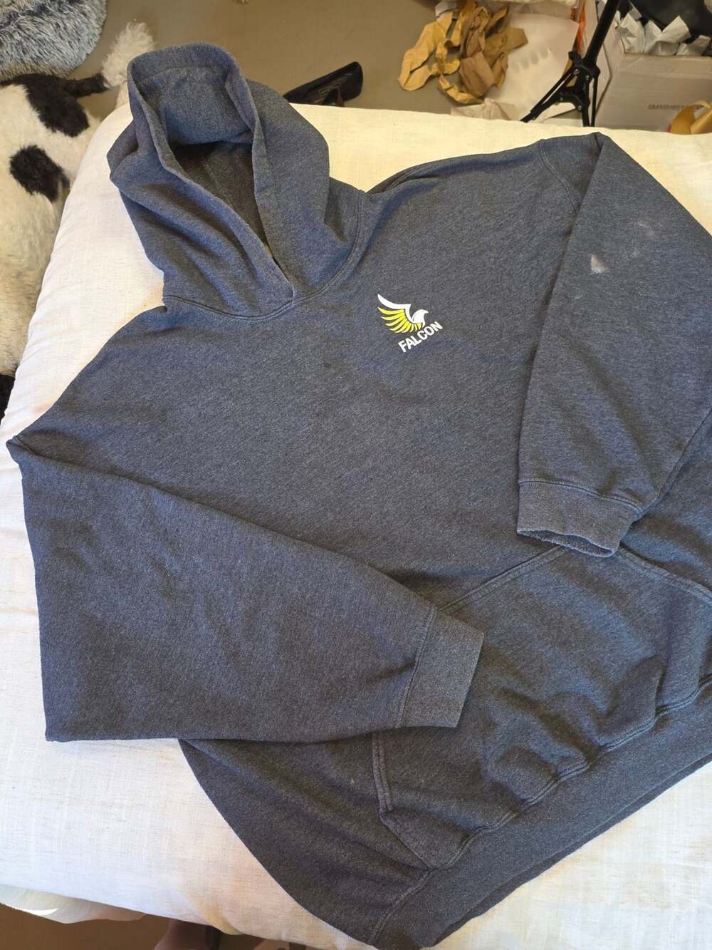 Falcon Hoodie Sweatshirt Grey Has Flaws